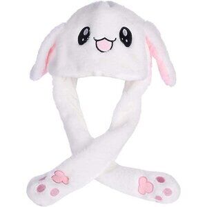 ✨CNHNTS Women White Funny Plush Bunny Rabbit Cute Animal Ear Flap Hat with Paws